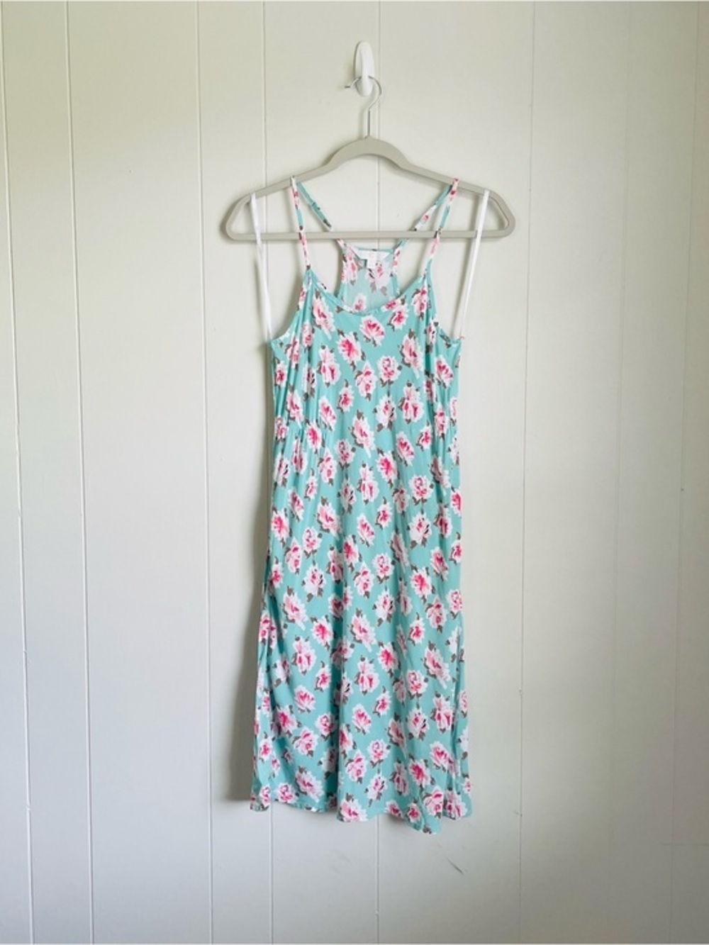 Charming Charlie Floral midi Dress Women’s Small S Aqua Turquoise Pink White - Picture 1 of 12
